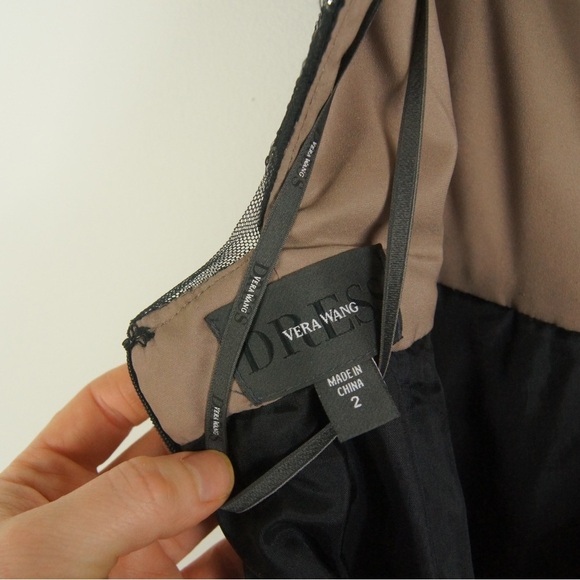 Vera Wang Black Cocktail Sequin Midi Open Back Evening Dress - Picture 3 of 3